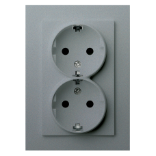 Розетка SCHUKO&reg; 16A двойная со шторками - G (алюминий - титан), артикул G5504S