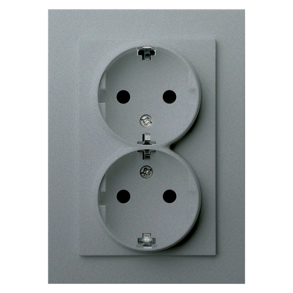 Розетка SCHUKO&reg; 16A двойная со шторками - G (алюминий - титан), артикул G5504S
