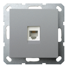 Розетка одинарная компьютерная RJ45 с накладкой - G (алюминий - титан), артикул G6105S