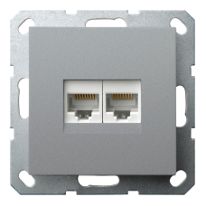 Розетка двойная компьютерная RJ45 с накладкой - G (алюминий - титан), артикул G6106S
