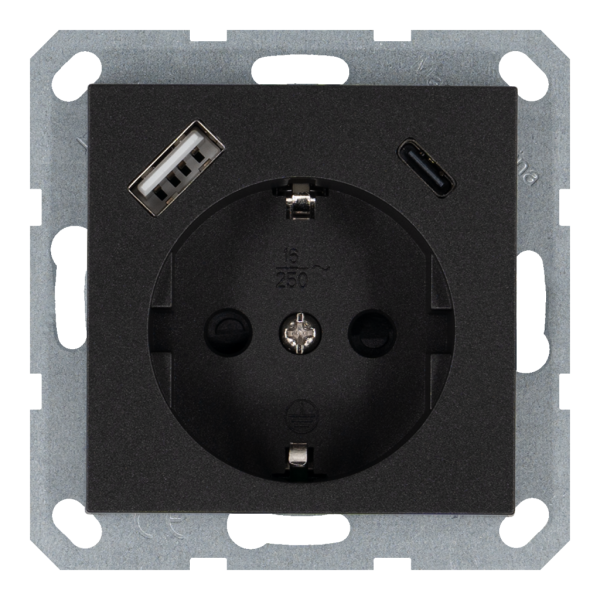 Розетка SCHUKO&reg; с зарядным USB-интерфейсом (A+C) - G (антрацит), артикул G5501USB-25B