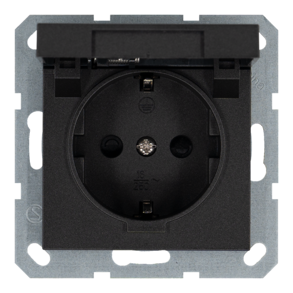 Розетка SCHUKO&reg; 16A с крышкой и со шторками - G (антрацит), артикул G5505B