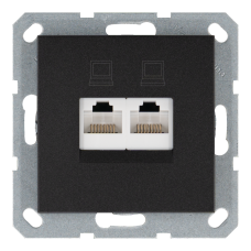 Розетка двойная компьютерная RJ45 с накладкой - G (антрацит), артикул G6106B