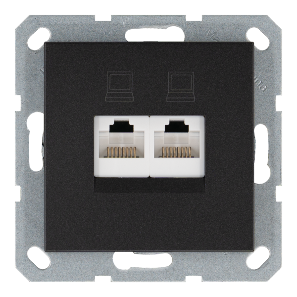 Розетка двойная компьютерная RJ45 с накладкой - G (антрацит), артикул G6106B