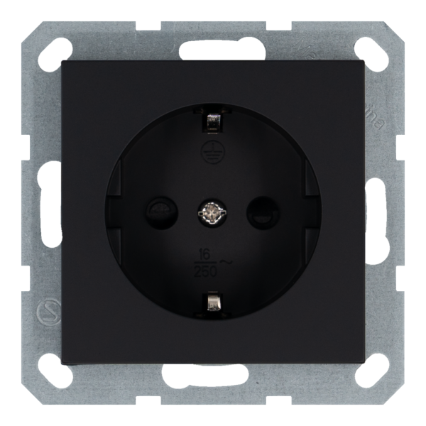 Розетка SCHUKO&reg; 16A со шторками - G (черный матовый - soft touch), артикул G5501PB