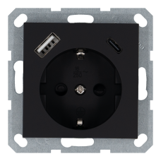 Розетка SCHUKO&reg; с зарядным USB-интерфейсом (A+C) - G (черный матовый - soft touch), артикул G5501USB-25PB