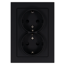 Розетка SCHUKO&reg; 16A двойная со шторками - G (черный матовый - soft touch), артикул G5504PB