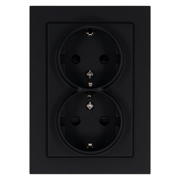Розетка SCHUKO&reg; 16A двойная со шторками - G (черный матовый - soft touch), артикул G5504PB