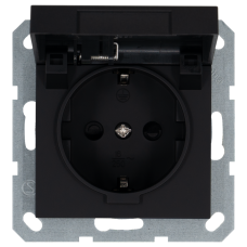Розетка SCHUKO&reg; 16A с крышкой и со шторками - G (черный матовый - soft touch), артикул G5505PB