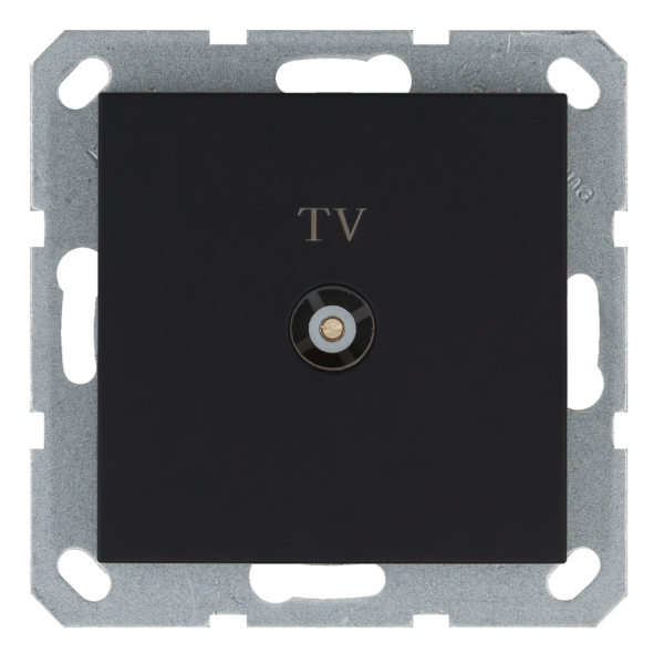 Розетка TV проходная с накладкой - G (черный матовый - soft touch), артикул G6002PB