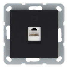 Розетка одинарная компьютерная RJ45 с накладкой - G (черный матовый - soft touch), артикул G6105PB