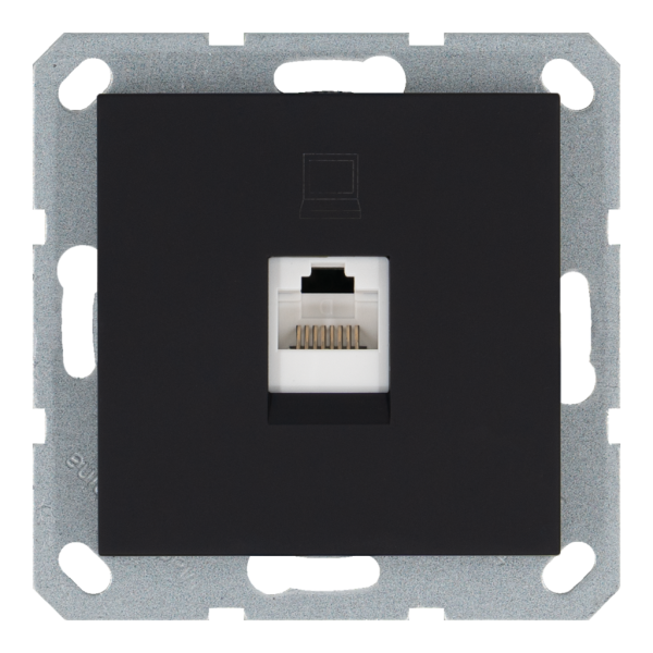 Розетка одинарная компьютерная RJ45 с накладкой - G (черный матовый - soft touch), артикул G6105PB