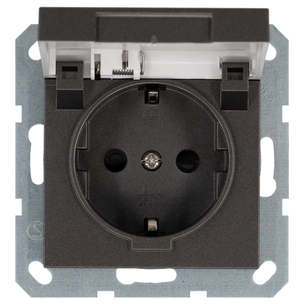 Розетка SCHUKO&reg; 16A с крышкой и со шторками - G (мокко), артикул G5505Z