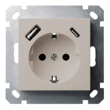 Розетка SCHUKO&reg; с зарядным USB-интерфейсом (A+C) - G (тауп), артикул G5501USB-25T