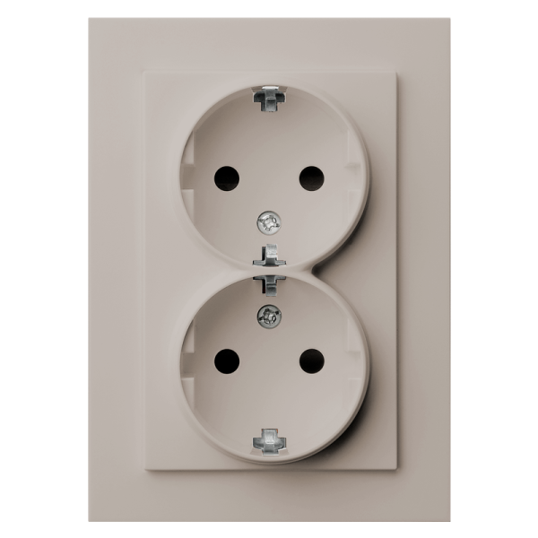 Розетка SCHUKO&reg; 16A двойная со шторками - G (тауп), артикул G5504T