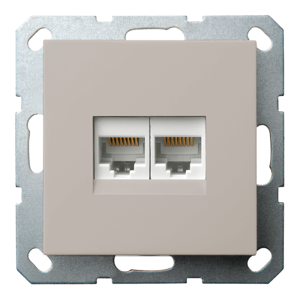 Розетка двойная компьютерная RJ45 с накладкой - G (тауп), артикул G6106T