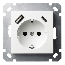 Розетка SCHUKO&reg; с зарядным USB-интерфейсом (A+C) - G (белый глянцевый), артикул G5501USB-25W
