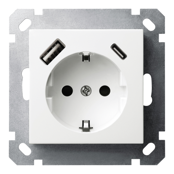 Розетка SCHUKO&reg; с зарядным USB-интерфейсом (A+C) - G (белый глянцевый), артикул G5501USB-25W
