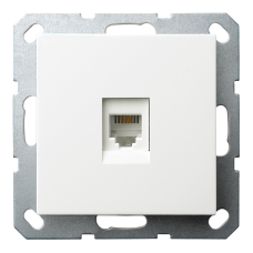 Розетка одинарная компьютерная RJ45 с накладкой - G (белый глянцевый), артикул G6105W