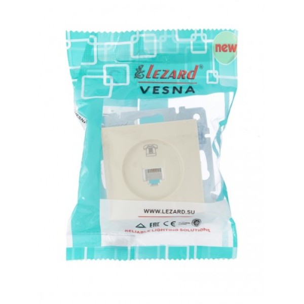 Розетка телефонная кремовая Lezard Vesna
