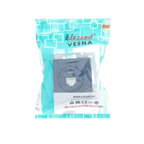 Розетка компьютерная графит Lezard Vesna (без рамки)