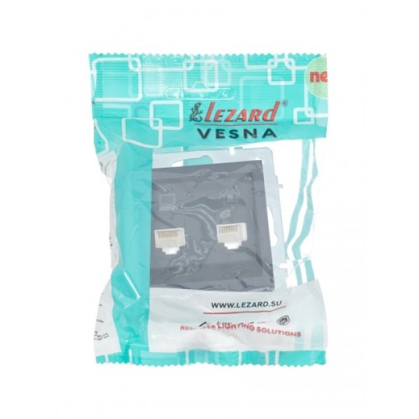 Розетка компьютер+телефон графит Lezard Vesna (без рамки)