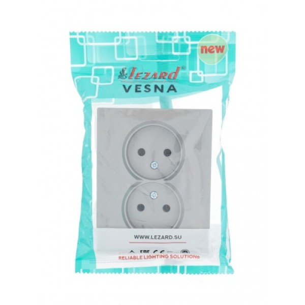 Розетка двойная платина Lezard Vesna