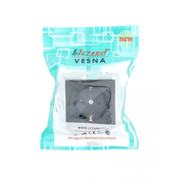 Розетка с/з черный бархат Lezard Vesna