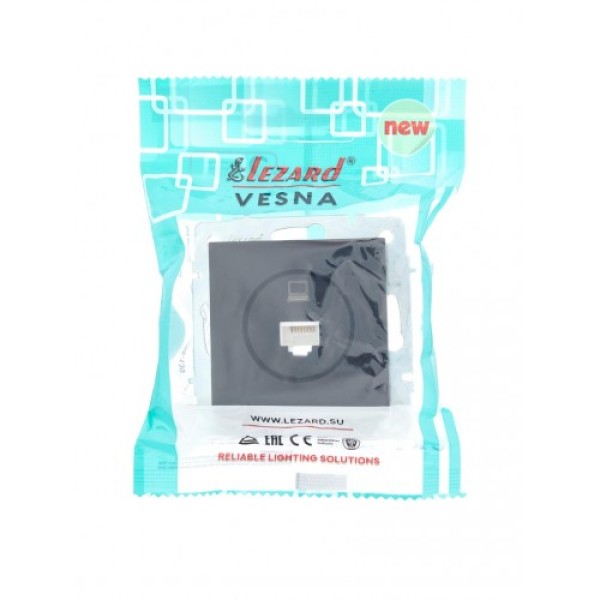 Розетка компьютерная черный бархат Lezard Vesna