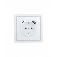 Розетка с/з TC + USB разъем белая Lezard Zima (без рамки)