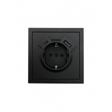 Розетка с/з TC + USB разъем черный бархат Lezard Zima (без рамки)