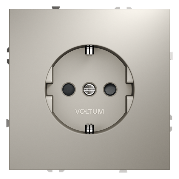 Розетка встраиваемая VOLTUM S70 с заземлением и защитными шторками, 16А, (кашемир)