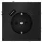 Розетка встраиваемая VOLTUM S70 с заземлением и защитными шторками, 16А, с USB, A+С, (черный матовый