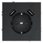 Розетка встраиваемая VOLTUM S70 с заземлением и защитными шторками, 16А, с USB, A+A, (графит)