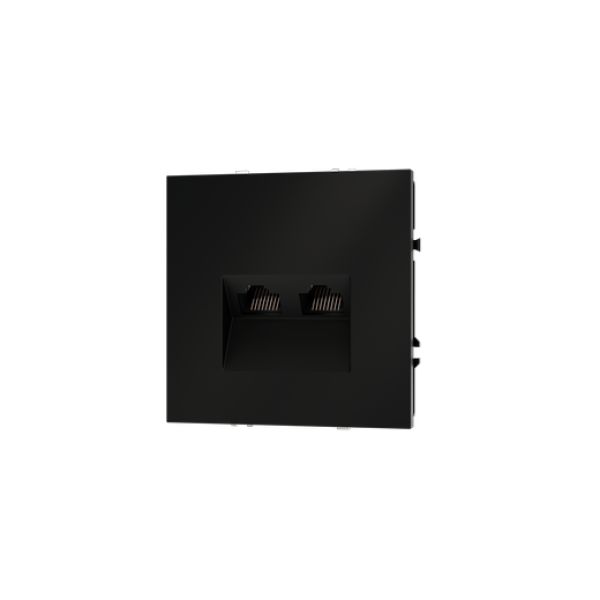 Розетка компьютерная встраиваемая VOLTUM S70 двойная RJ45+RJ45 кат.6, (черный матовый)