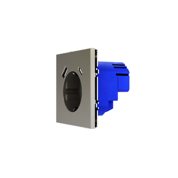 Розетка встраиваемая VOLTUM S70 с заземлением и защитными шторками, 16А, с USB, A+С, (шелк)