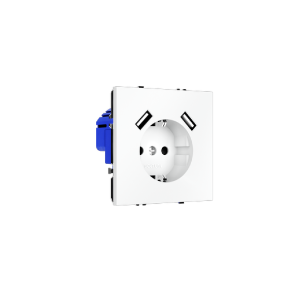 Розетка встраиваемая VOLTUM S70 с заземлением и защитными шторками, 16А, с USB, A+A, (белый матовый)