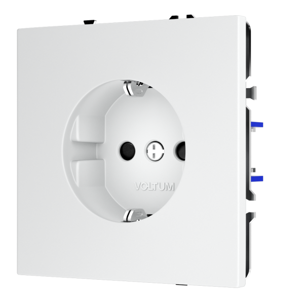 Розетка встраиваемая VOLTUM S70 с заземлением и защитными шторками, 16А, (белый матовый)