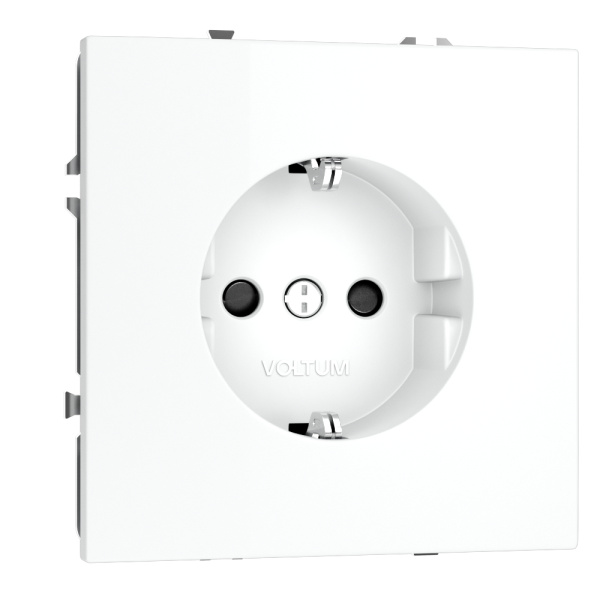Розетка встраиваемая VOLTUM S70 с заземлением и защитными шторками, 16А, (белый матовый)