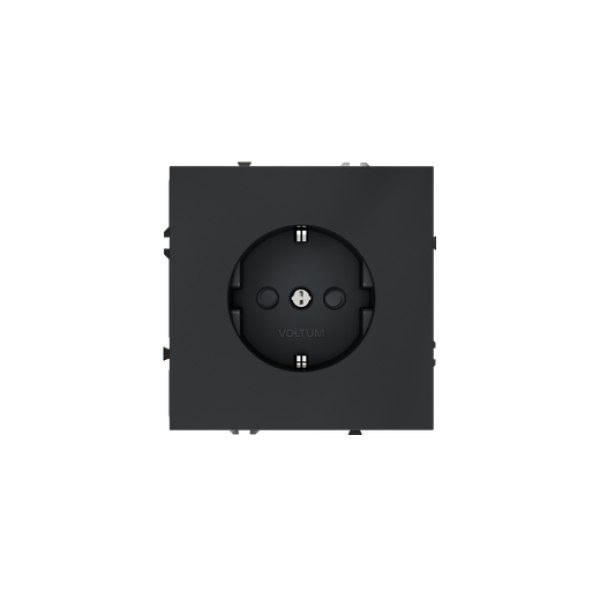 Розетка встраиваемая VOLTUM S70 с заземлением и защитными шторками, 16А, (графит)