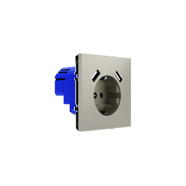 Розетка встраиваемая VOLTUM S70 с заземлением и защитными шторками, 16А, с USB, A+A, (шелк)