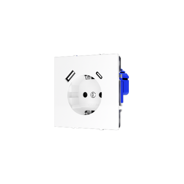 Розетка встраиваемая VOLTUM S70 с заземлением и защитными шторками, 16А, с USB, A+С, (белый глянцевы