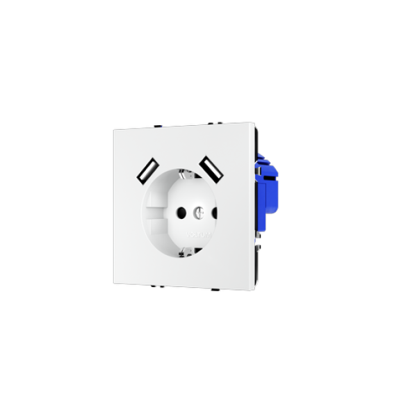 Розетка встраиваемая VOLTUM S70 с заземлением и защитными шторками, 16А, с USB, A+A, (белый матовый)