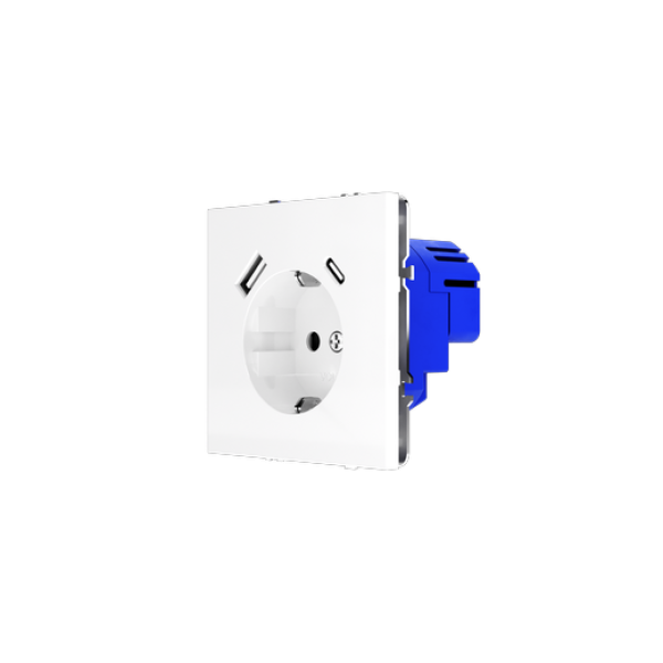 Розетка встраиваемая VOLTUM S70 с заземлением и защитными шторками, 16А, с USB, A+С, (белый глянцевы