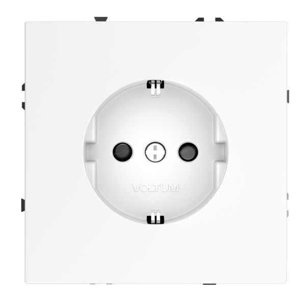 Розетка встраиваемая VOLTUM S70 с заземлением и защитными шторками, 16А, (белый матовый)