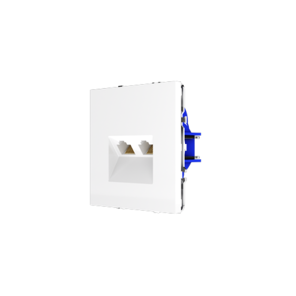 Розетка компьютерная встраиваемая VOLTUM S70 двойная RJ45+RJ45 кат.6, (белый глянцевый)