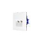 Розетка компьютерная встраиваемая VOLTUM S70 двойная RJ45+RJ45 кат.6, (белый глянцевый)