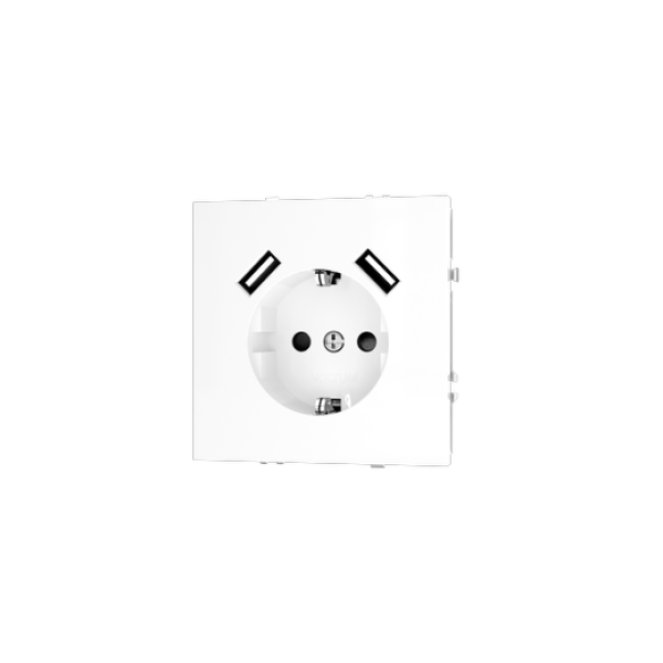 Розетка встраиваемая VOLTUM S70 с заземлением и защитными шторками, 16А, с USB, A+A, (белый глянцевы
