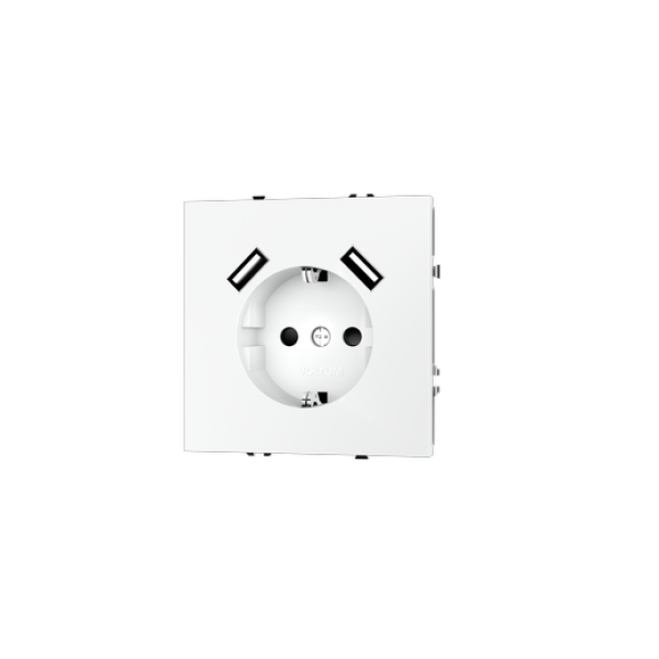 Розетка встраиваемая VOLTUM S70 с заземлением и защитными шторками, 16А, с USB, A+A, (белый матовый)