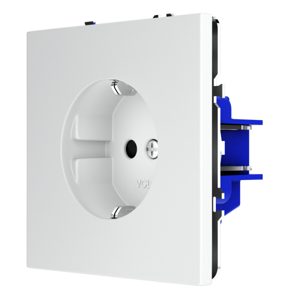 Розетка встраиваемая VOLTUM S70 с заземлением и защитными шторками, 16А, (белый матовый)
